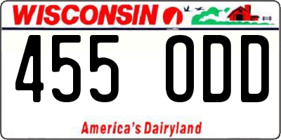 WI license plate 455ODD