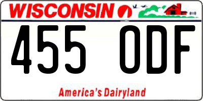 WI license plate 455ODF