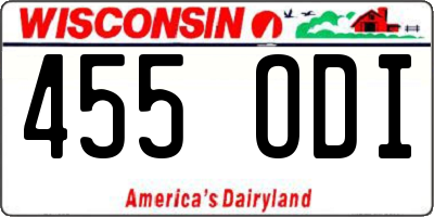 WI license plate 455ODI