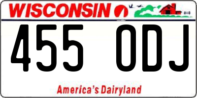 WI license plate 455ODJ