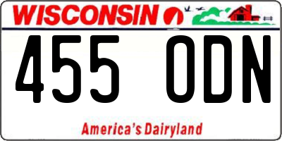WI license plate 455ODN
