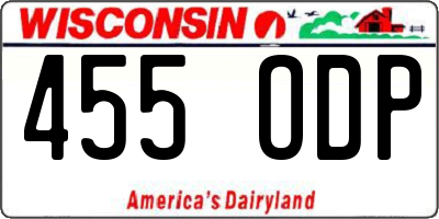 WI license plate 455ODP