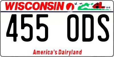 WI license plate 455ODS