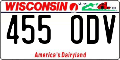 WI license plate 455ODV