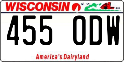 WI license plate 455ODW