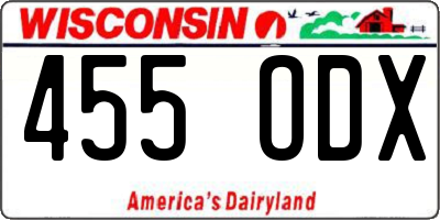 WI license plate 455ODX