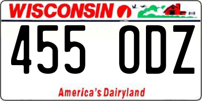 WI license plate 455ODZ