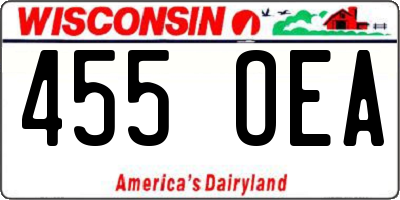 WI license plate 455OEA