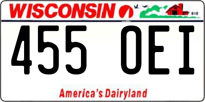 WI license plate 455OEI