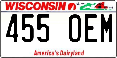 WI license plate 455OEM