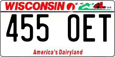 WI license plate 455OET