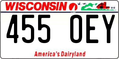 WI license plate 455OEY