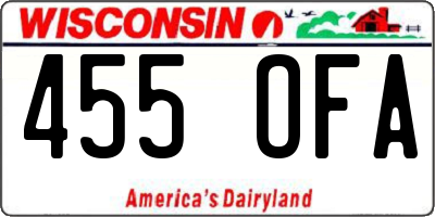 WI license plate 455OFA