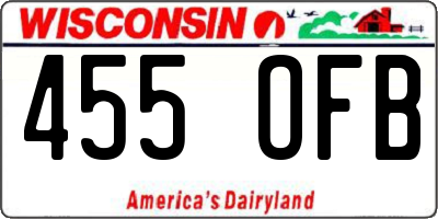 WI license plate 455OFB