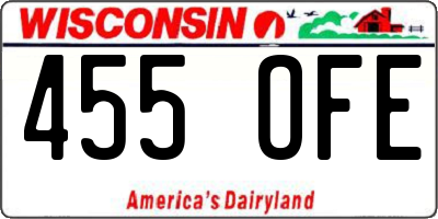 WI license plate 455OFE