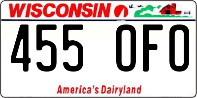 WI license plate 455OFO