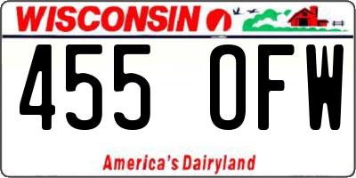 WI license plate 455OFW