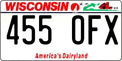 WI license plate 455OFX