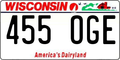 WI license plate 455OGE