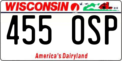 WI license plate 455OSP