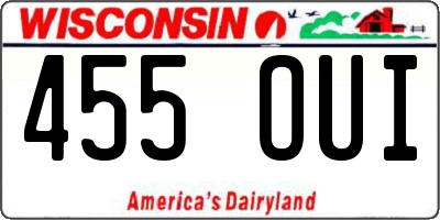 WI license plate 455OUI