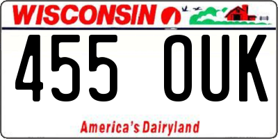 WI license plate 455OUK