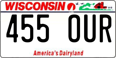 WI license plate 455OUR