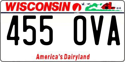 WI license plate 455OVA