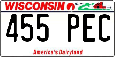 WI license plate 455PEC