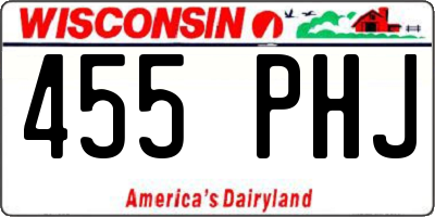 WI license plate 455PHJ