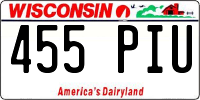 WI license plate 455PIU