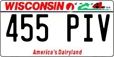 WI license plate 455PIV
