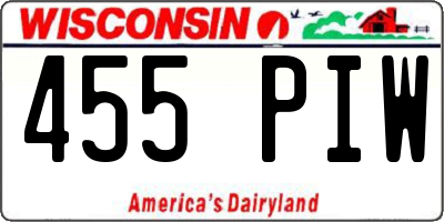 WI license plate 455PIW