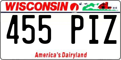 WI license plate 455PIZ