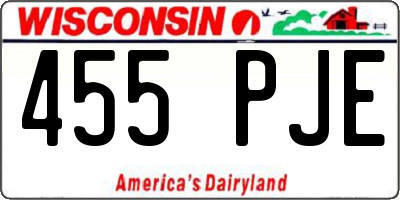 WI license plate 455PJE