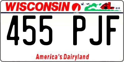 WI license plate 455PJF