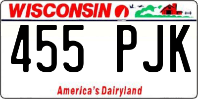 WI license plate 455PJK