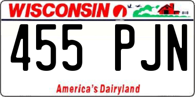 WI license plate 455PJN