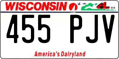 WI license plate 455PJV