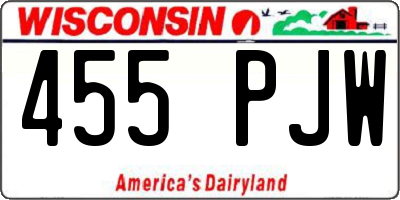 WI license plate 455PJW