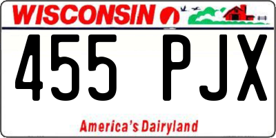 WI license plate 455PJX