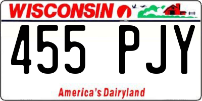 WI license plate 455PJY