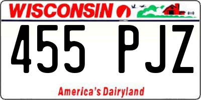 WI license plate 455PJZ