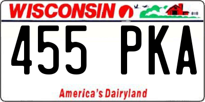 WI license plate 455PKA