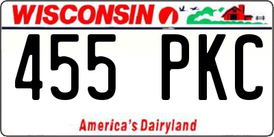 WI license plate 455PKC
