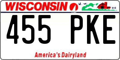 WI license plate 455PKE