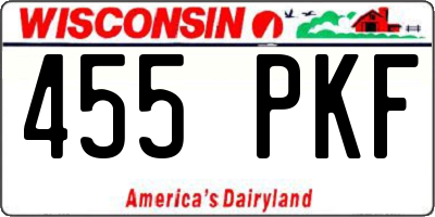 WI license plate 455PKF