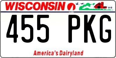 WI license plate 455PKG