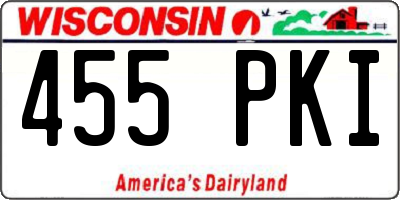 WI license plate 455PKI