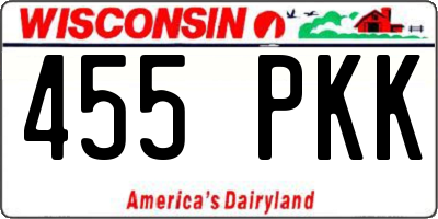 WI license plate 455PKK